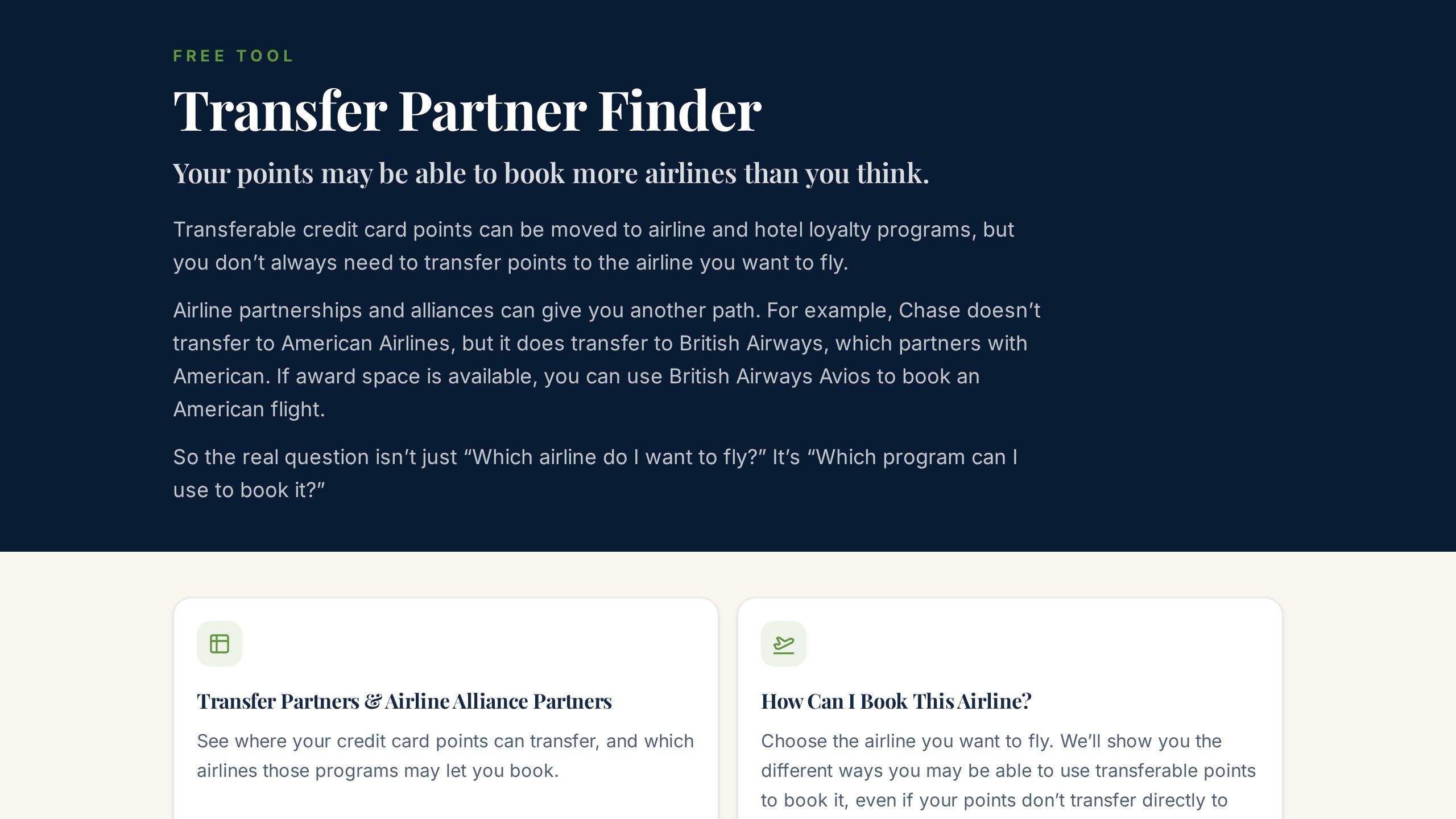 Transfer Partner Finder